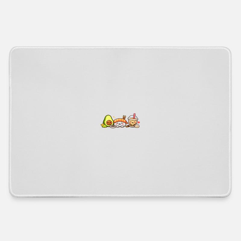 Kawaii Sushi Avocado Bubble Tea - Large Gaming Mouse Mat - grey
