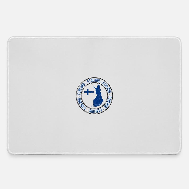 Finland Map Circular Crest with Flag - Large Gaming Mouse Mat - grey