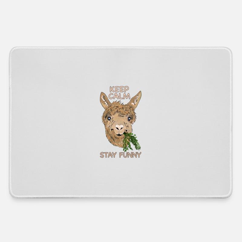 Keep calm stay funny - Alpaca - Large Gaming Mouse Mat - grey