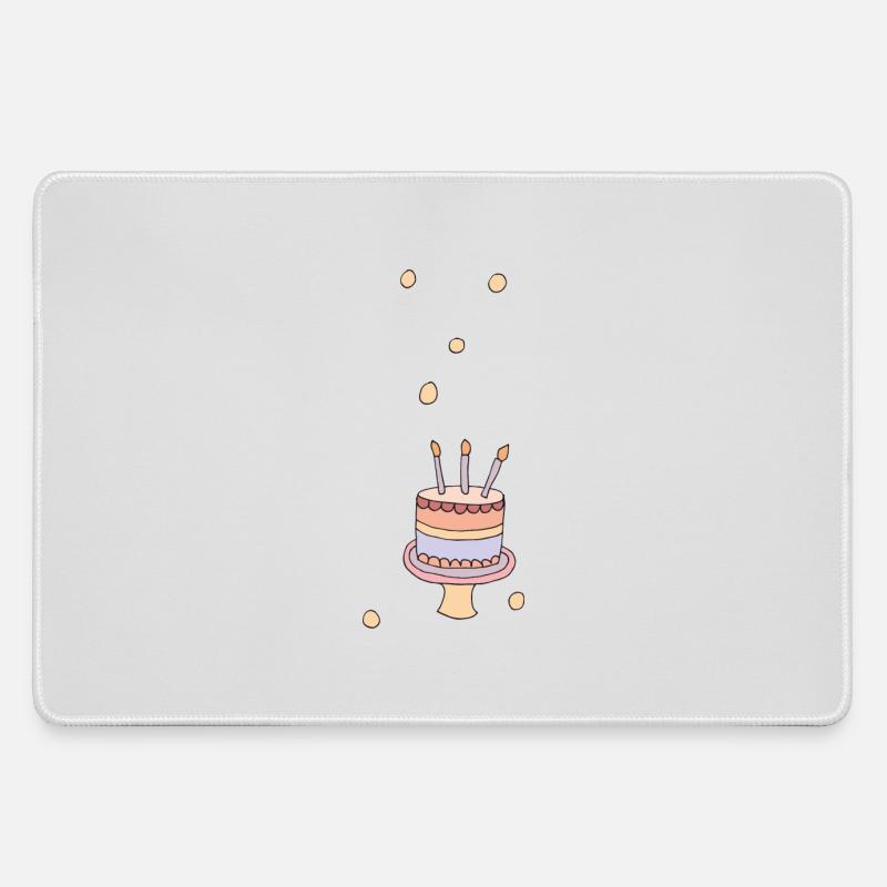 Birthday cake - Large Gaming Mouse Mat - grey
