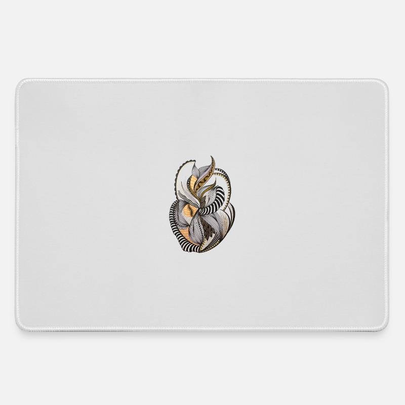 Organic leaf pattern in gold and black - Large Gaming Mouse Mat - grey