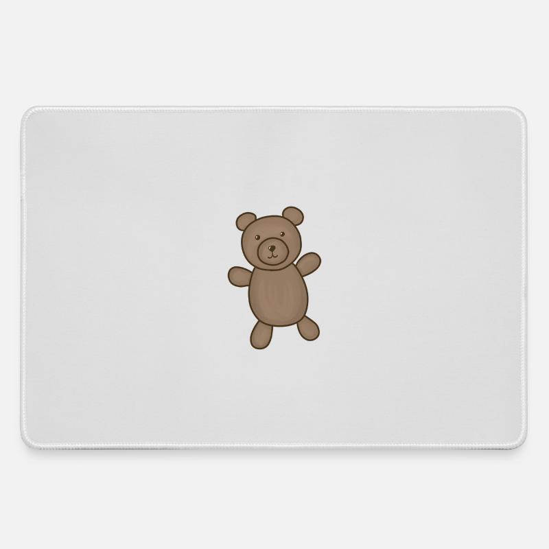 Cuddly Bear Brown Illustration - Large Gaming Mouse Mat - grey