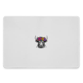 Floral Wreath Bull Head Illustration - Large Gaming Mouse Mat - grey - Front
