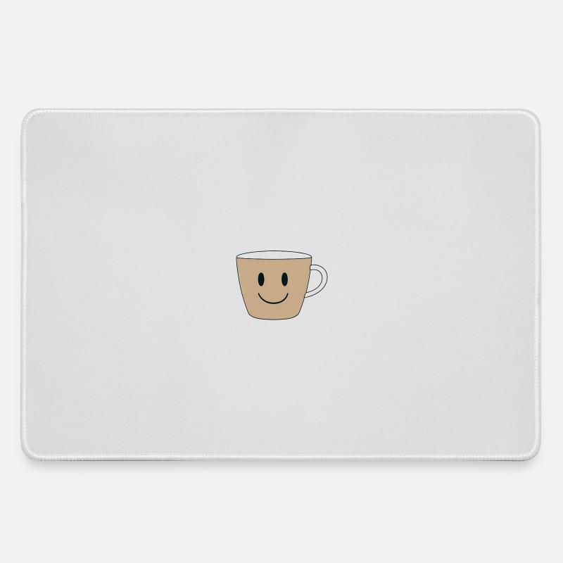 Smiling Coffee Mug Design - Large Gaming Mouse Mat - grey