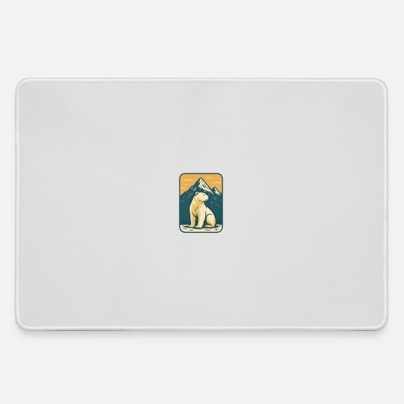 Polar bear in front of mountain landscape - Large Gaming Mouse Mat - grey