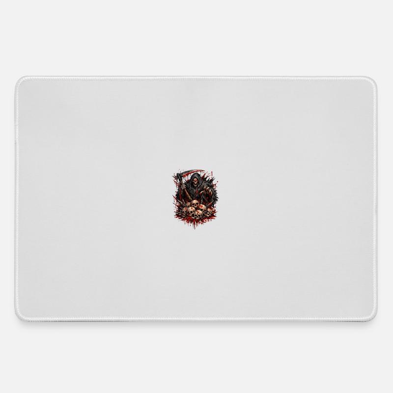 Grim Reaper and Skull Pile - Large Gaming Mouse Mat - grey