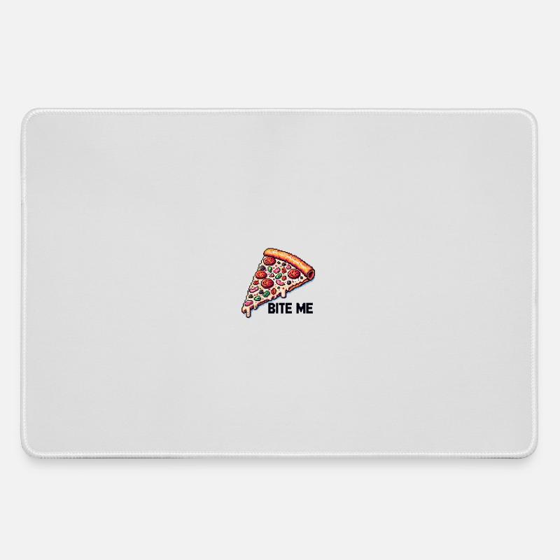 Bite me Pizza - Large Gaming Mouse Mat - grey