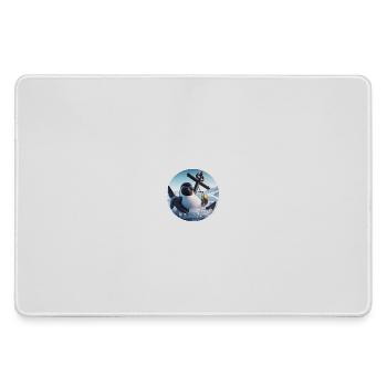 Comic penguin leaning in anchor with cocktail - Large Gaming Mouse Mat - grey - Front