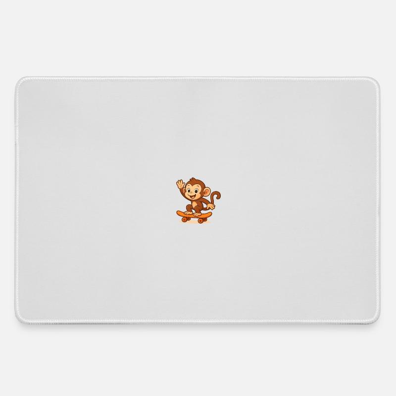 Playful monkey on skateboard - Large Gaming Mouse Mat - grey