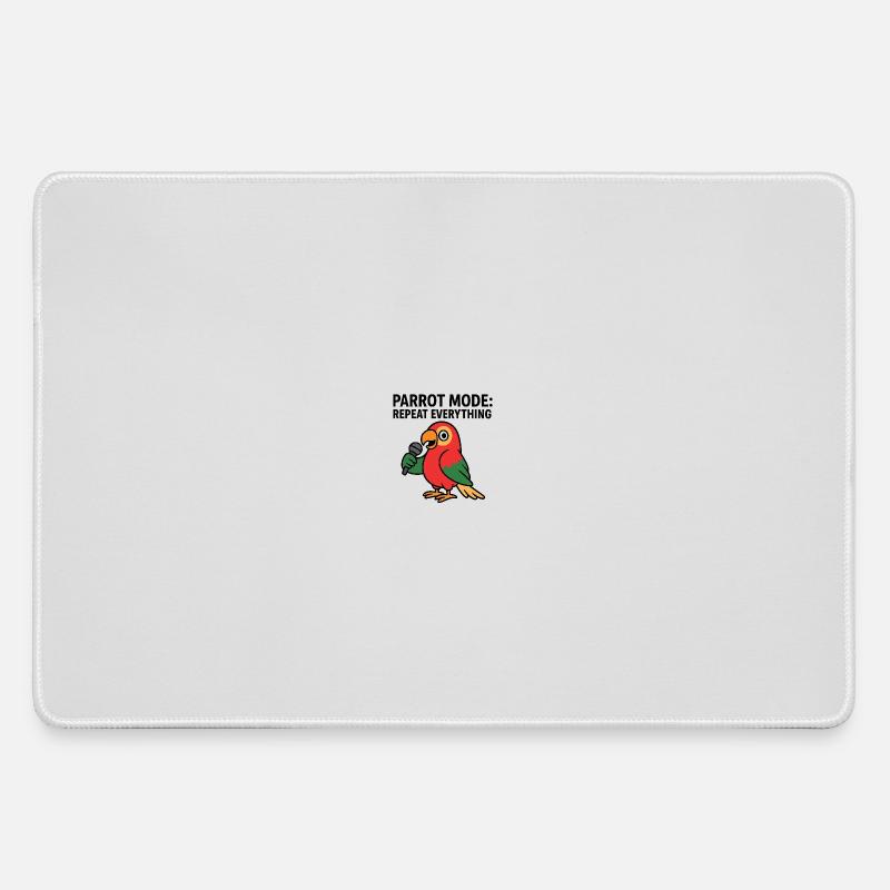 Vibrant Parrot With Microphone Illustration - Large Gaming Mouse Mat - grey