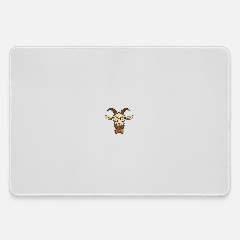 Goat with glasses and bow tie - Large Gaming Mouse Mat - grey