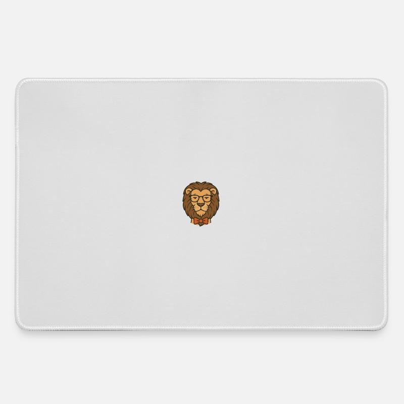 Lion with glasses and bow tie - Large Gaming Mouse Mat - grey