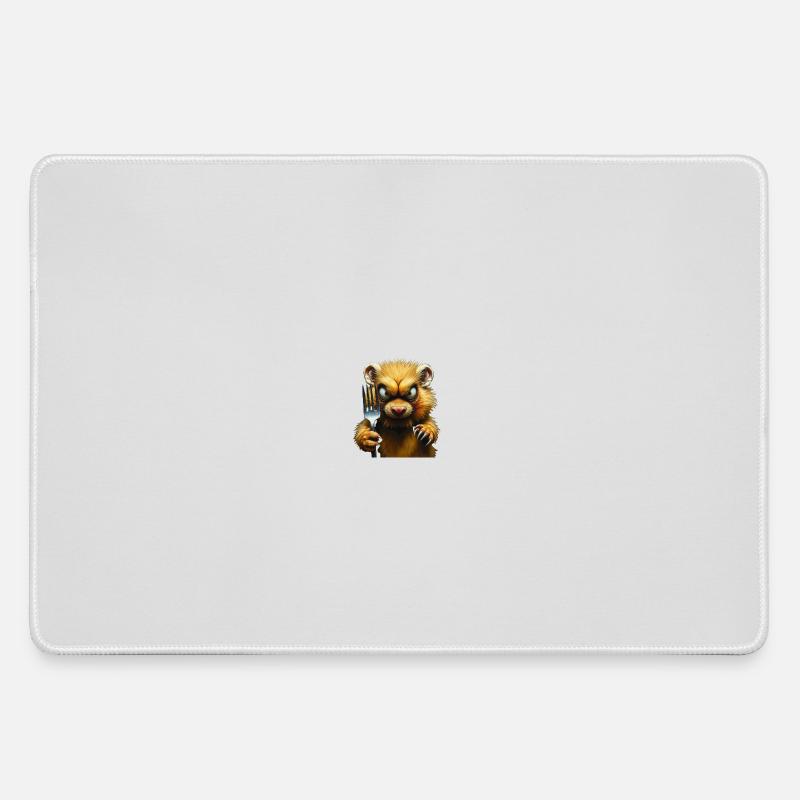 Horror hamster with fork - Large Gaming Mouse Mat - grey