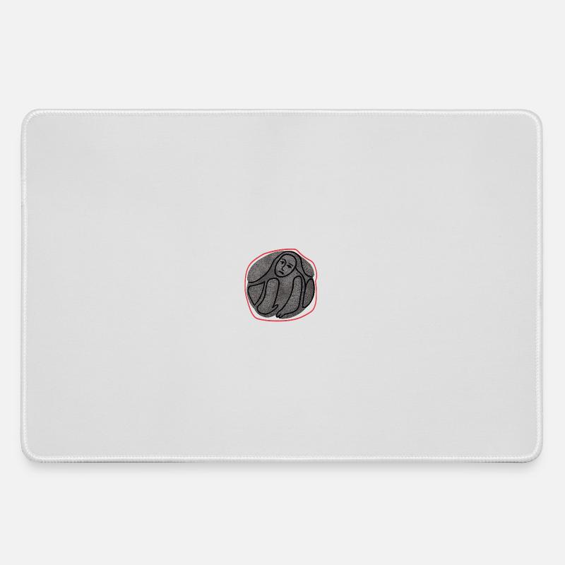 Melancholic creature in a circle - Large Gaming Mouse Mat - grey