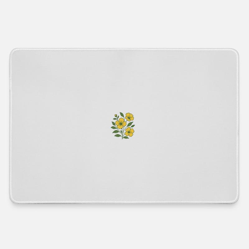 Yellow Flower Branch - Large Gaming Mouse Mat - grey