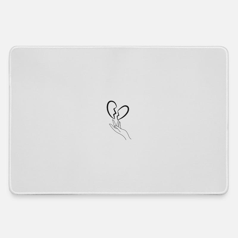 Broken heart - Large Gaming Mouse Mat - grey
