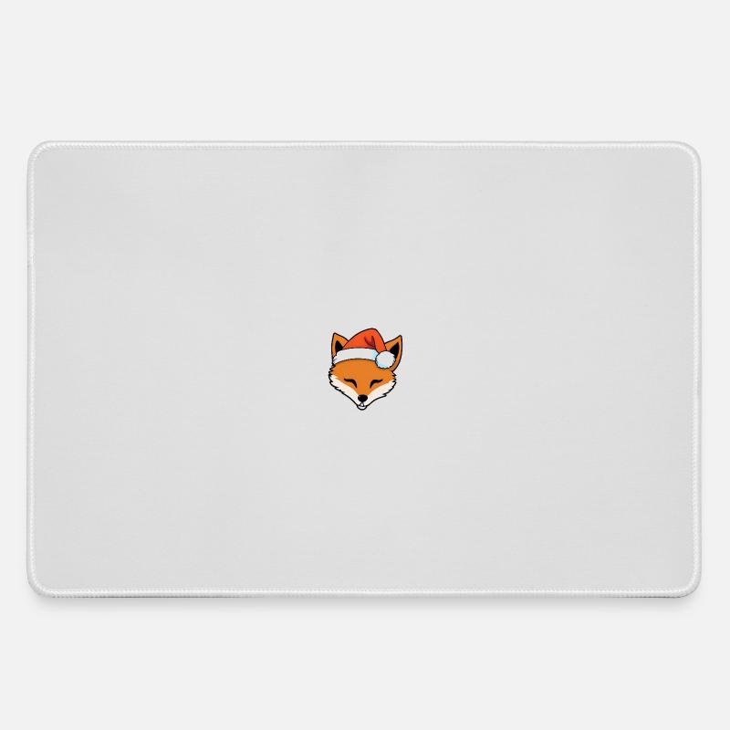 Fox with Santa Hat Graphic - Large Gaming Mouse Mat - grey