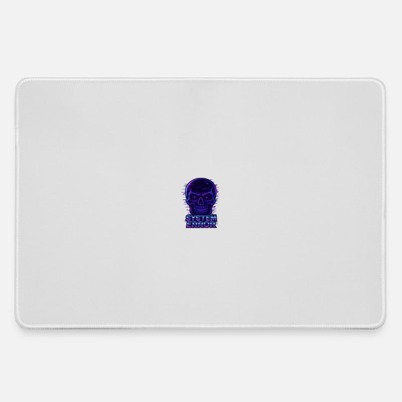Neon Glitch Schädel mit Systemfehlertext - Mousepad groß für Gamer - Grau