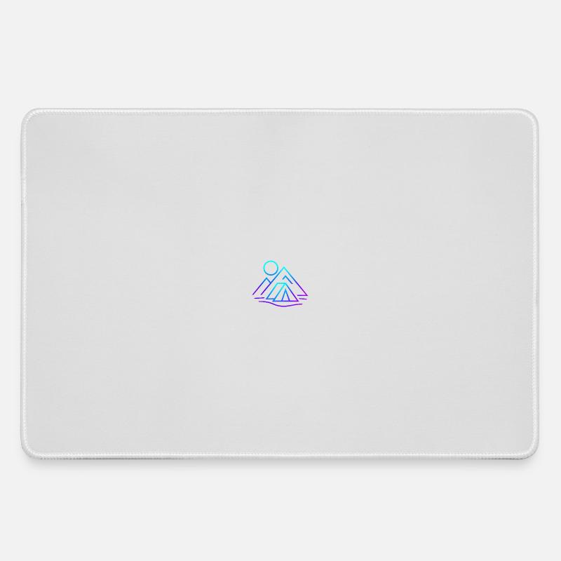 Futuristic mountain and camping landscape - Large Gaming Mouse Mat - grey