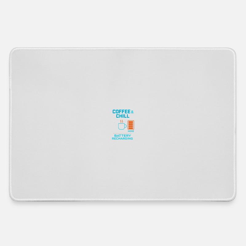 Coffe and chill battery recharging - Large Gaming Mouse Mat - grey