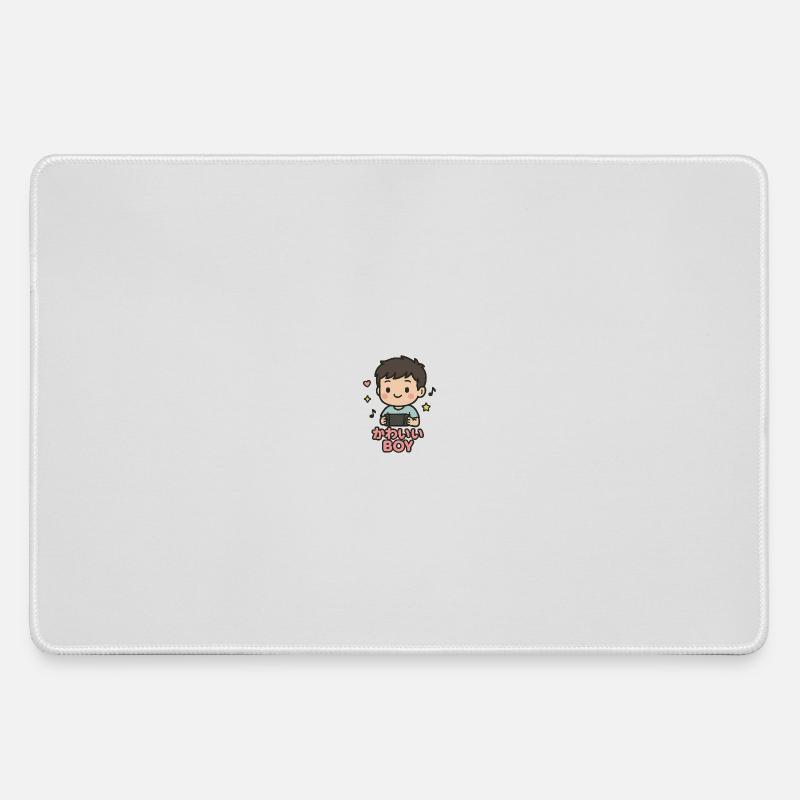 Cute boy with game controller - Large Gaming Mouse Mat - grey