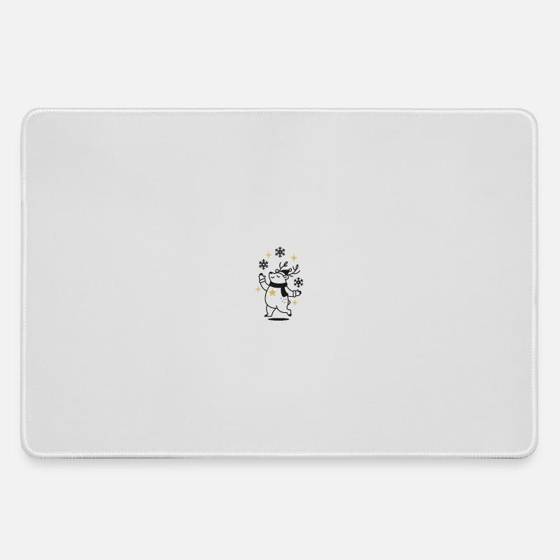 Reindeer dances through starry winter - Large Gaming Mouse Mat - grey