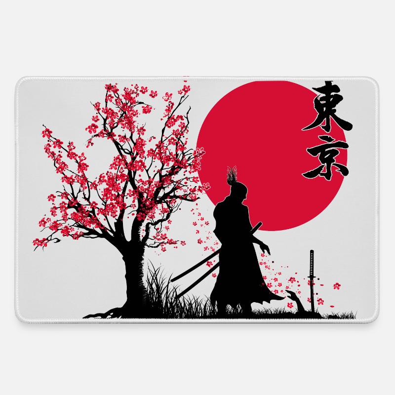 Samurai Shadow Slayer | HDR Graphics Japanese Art - Large Gaming Mouse Mat - grey