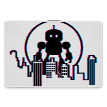 Roboter City Skyline – 3D Sci-Fi Zukunft Design - Mousepad groß für Gamer - Grau - Vorne