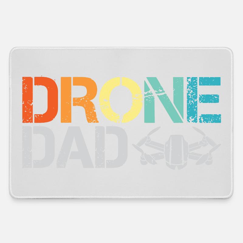 drone dad retro vintage design drone flight icon - Large Gaming Mouse Mat - grey