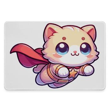 Superheld Katze Kätzchen Helden Mieze - Mousepad groß für Gamer - Grau - Vorne