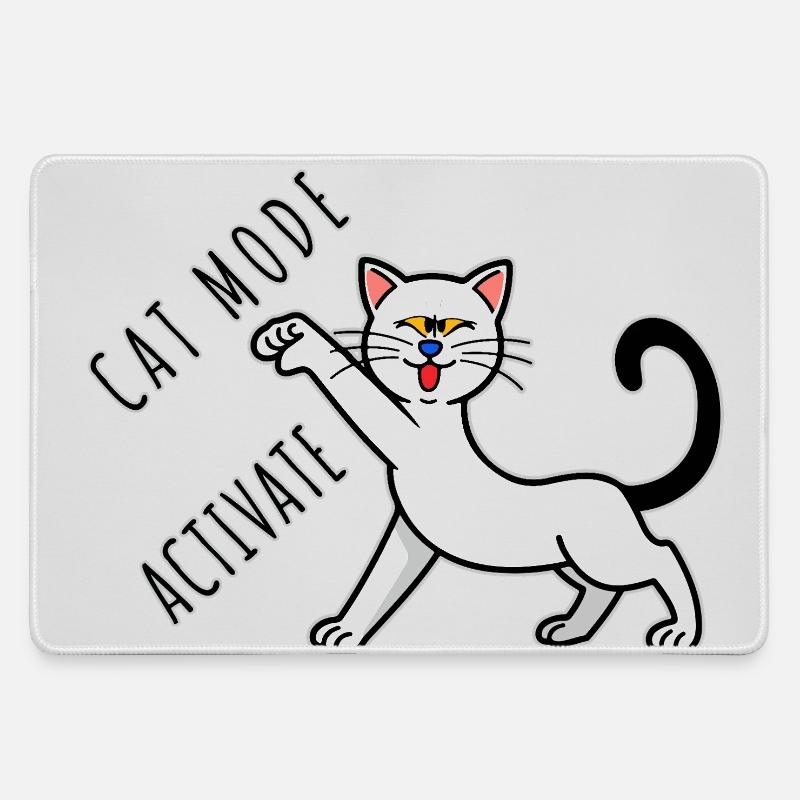 Cat Mode Activate - Large Gaming Mouse Mat - grey