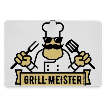 Grillmeister (Grillen / Barbecue / BBQ / 3C) - Mousepad groß für Gamer - Grau - Vorne