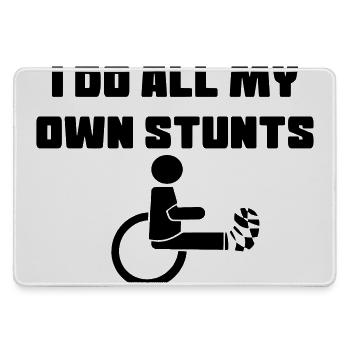 Rollstuhlfahrer mit Bein in Gips # - Mousepad groß für Gamer - Grau - Vorne