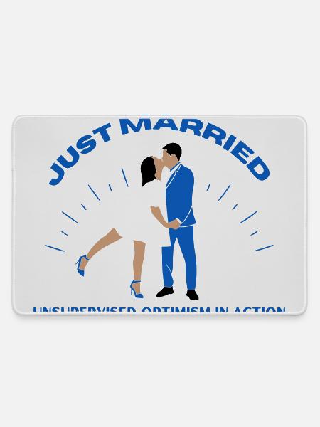 just married | Hochzeit - Mousepad groß für Gamer - Grau