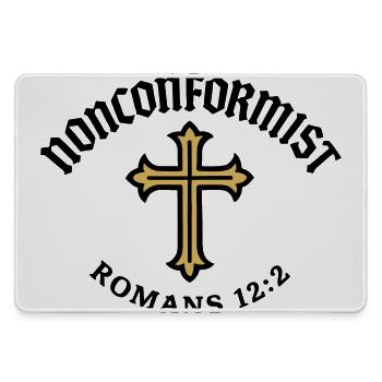 Christian Nonconformist Romans 12:2 Golden Cross - Large Gaming Mouse Mat - grey - Front