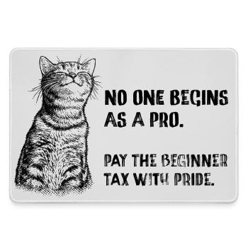 Beginner Tax – Cats Meme Vintage Saying - Large Gaming Mouse Mat - grey - Front