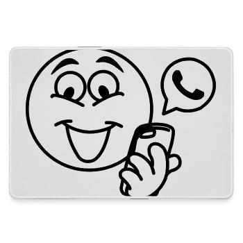 Stick head with a phone and pop-up text berich - Large Gaming Mouse Mat - grey - Front