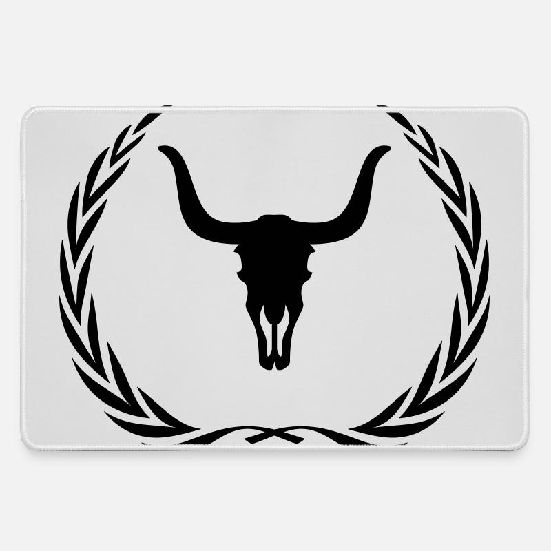 Bull Skeleton Wreath - Large Gaming Mouse Mat - grey
