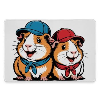 Süße Meerschweinchen Freunde – Lustiges Tiermotiv - Mousepad groß für Gamer - Grau - Vorne