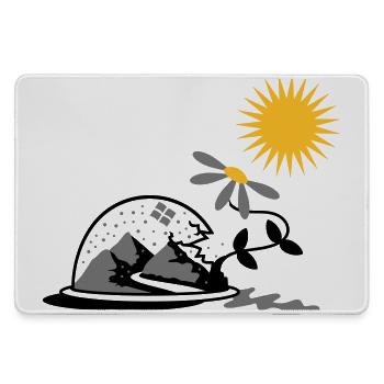 Schneekugel mit Sonnenblume und Sonne - Mousepad groß für Gamer - Grau - Vorne