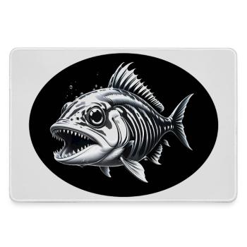 Fisch Skelett - Mousepad groß für Gamer - Grau - Vorne