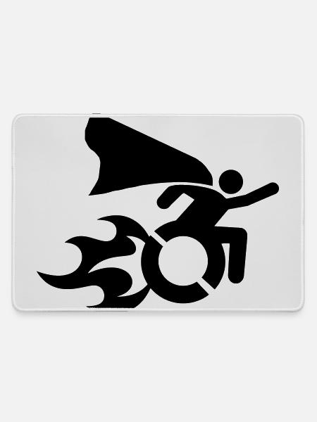 im Rollstuhl mit Flammen # - Mousepad groß für Gamer - Grau