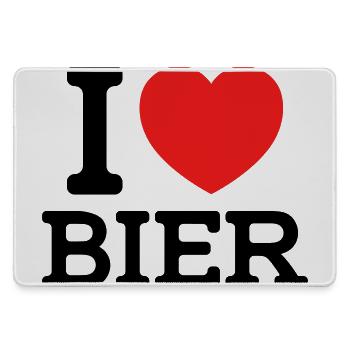 I love Bier (Farben änderbar) - Mousepad groß für Gamer - Grau - Vorne