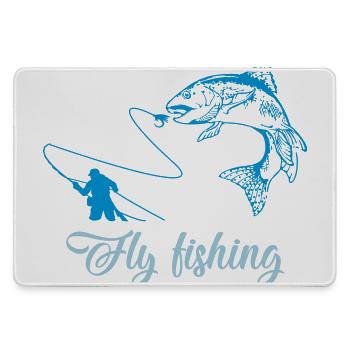 fly fishing fish - Large Gaming Mouse Mat - grey - Front