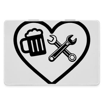 Heart Beer Mechanic Car Humor - Large Gaming Mouse Mat - grey - Front