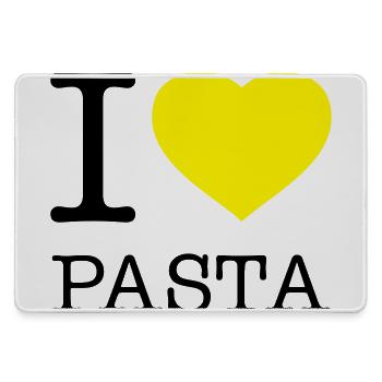 I LOVE PASTA Makkaroni Nudeln - Mousepad groß für Gamer - Grau - Vorne