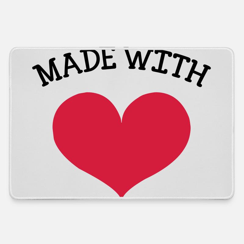 made with love - Large Gaming Mouse Mat - grey