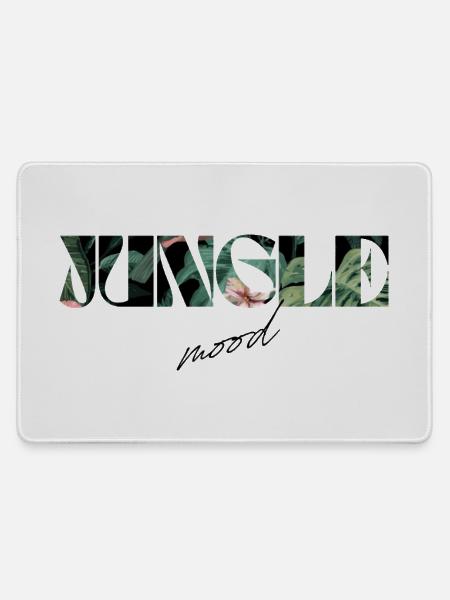 Jungle Mood Tropischer Schriftzug - Mousepad groß für Gamer - Grau