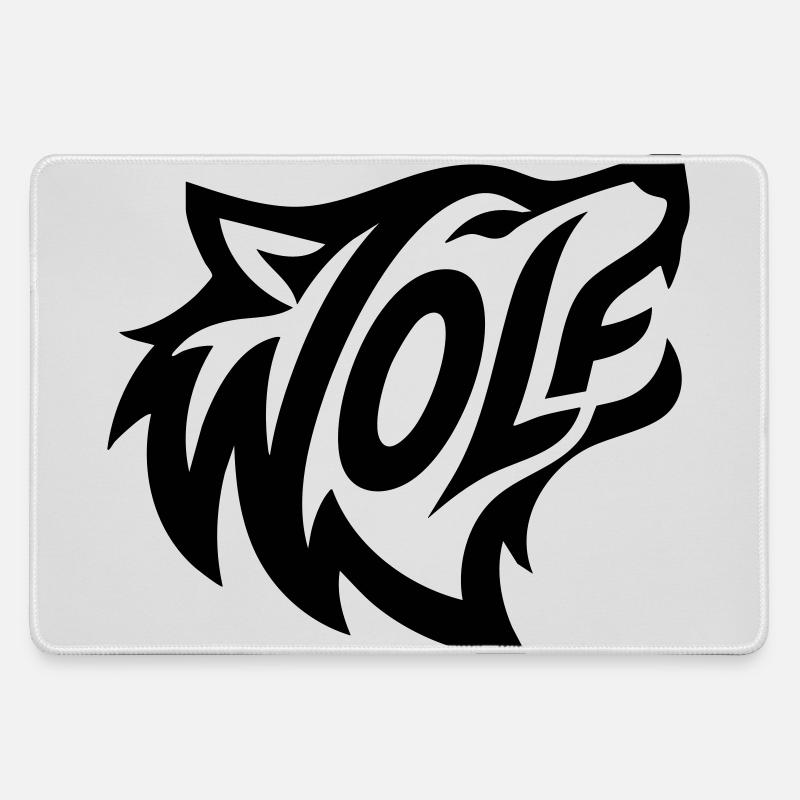 Wild wolf - Large Gaming Mouse Mat - grey