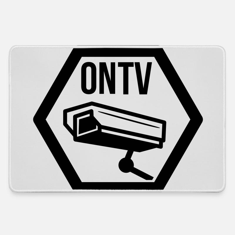 television cctv - Large Gaming Mouse Mat - grey